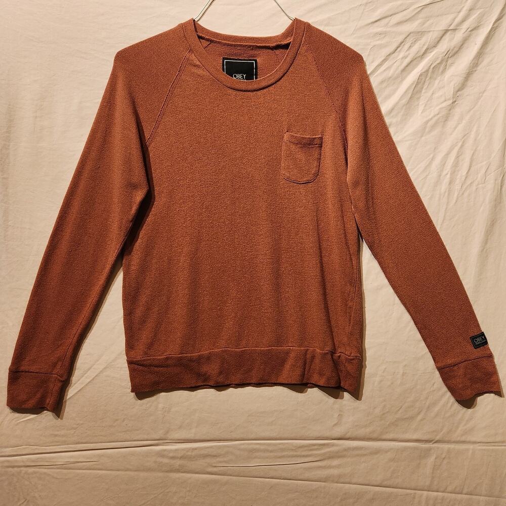 Obey Propaganda Men's Medium Long Sleeve Shirt Sweatshirt Rust Burnt Orange Top